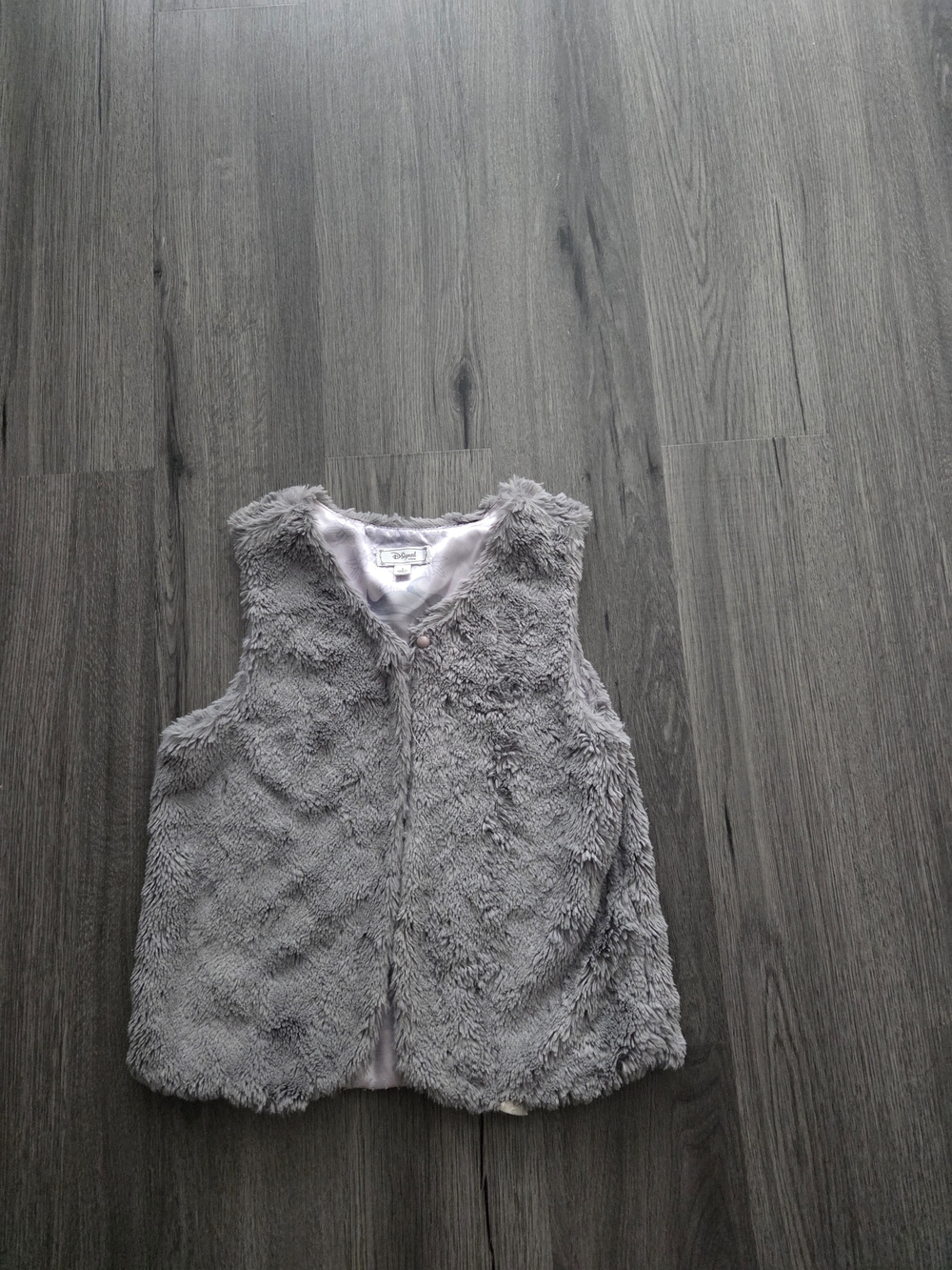 Disney Gray Fuzzy Faux Fur Kids Vest